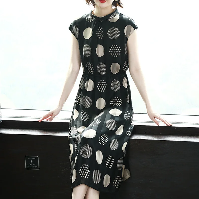 Chiffon Dress Women's Spring And Autumn Mid-length Kuotaitai Large Size Loose-Fit Slimming Sleeveless Retro Summer Polka Dot Ski
Chiffon Dress Women's Spring And Autumn Mid-length Kuotaitai Large Size Loose-Fit Slimming Sleeveless Retro Summer Polka Dot Ski