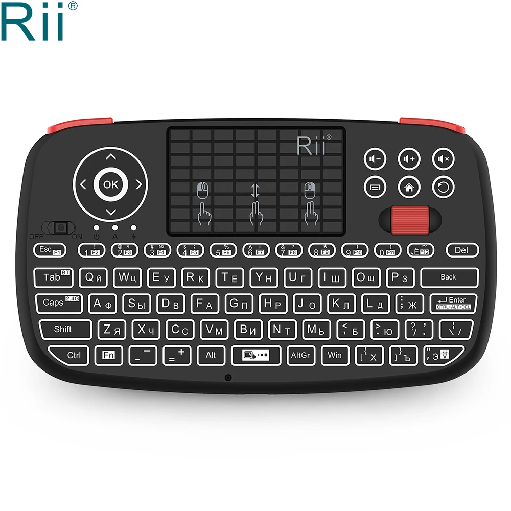 

Rii RT726(i4) Mini Bluetooth Keyboard Russian French Hebrew Version 2.4GHz Air Mouse with TouchPad for Android TV Box Mini PC