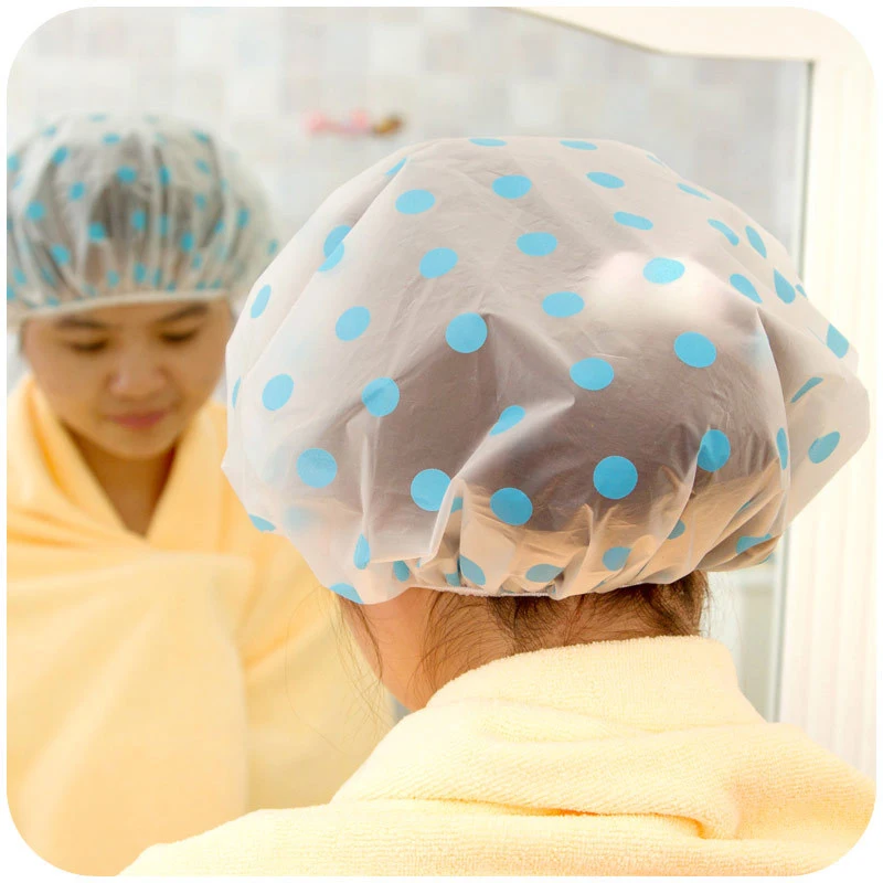 1pc Wave Point Shower Cap Waterproof Thicken High Quality 