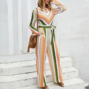 2019 Jumpsuits Women Autumn New Fashion Romper Stripe Long Sleeve Hight Waist Tops Sexy Wide Leg Jumpsuit Combishort Femme A1 
2019 Jumpsuits Women Autumn New Fashion Romper Stripe Long Sleeve Hight Waist Tops Sexy Wide Leg Jumpsuit Combishort Femme A1