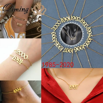 1985 - 2020 Date Birth Year Necklace For Women Gold Chain Anklet Jewelry Foot Chain Bracelet Bangle Stainless Steel Party Gift
1985 - 2020 Date Birth Year Necklace For Women Gold Chain Anklet Jewelry Foot Chain Bracelet Bangle Stainless Steel Party Gift