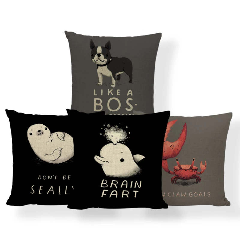 Fun Cartoon Pillowcase Black Mushroom Dolphin Turtle Chef Animal Pillow Living Room 43*43Cm Polyester Linen Decoration Cushion 
Fun Cartoon Pillowcase Black Mushroom Dolphin Turtle Chef Animal Pillow Living Room 43*43Cm Polyester Linen Decoration Cushion