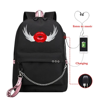 Teenager School Bag Red Kissing Sexy Girl Lips with Wings Printed Girls Backpack Backbag Fashion Women Travel Casual Backpacks 
Teenager School Bag Red Kissing Sexy Girl Lips with Wings Printed Girls Backpack Backbag Fashion Women Travel Casual Backpacks