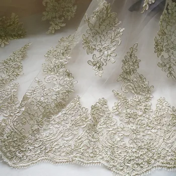 Retro Gold Embroidered Fabric Alencon Corded Eyelash Floral Fabric scallop Border lace For DIY High-end Evening Party Dress
Retro Gold Embroidered Fabric Alencon Corded Eyelash Floral Fabric scallop Border lace For DIY High-end Evening Party Dress
