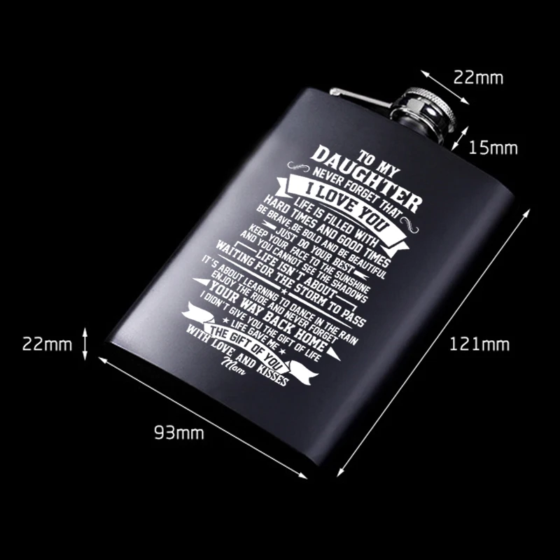 Stainless Steel 304 All Black Hip Flask Pocket Portable Liquor Flagon Whisky Bottle For to Daughter Gift
Stainless Steel 304 All Black Hip Flask Pocket Portable Liquor Flagon Whisky Bottle For to Daughter Gift