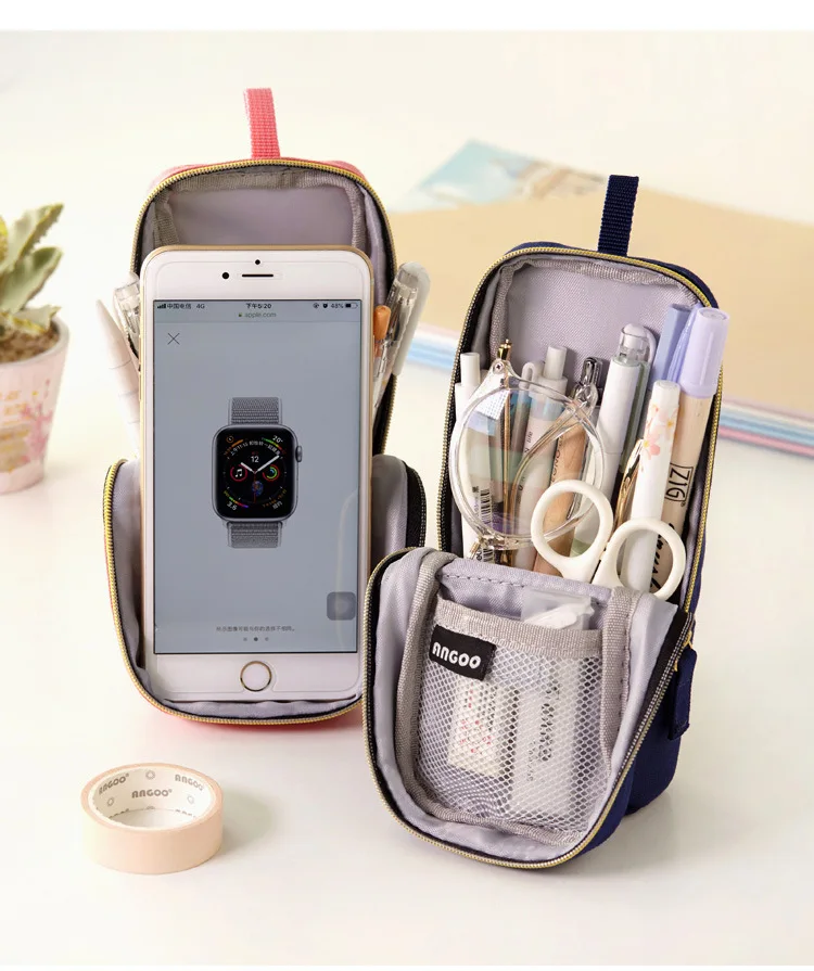 Korean version large-capacity pencil case standing multifunctional mobile phone holder solid color canvas student pencil case
Korean version large-capacity pencil case standing multifunctional mobile phone holder solid color canvas student pencil case