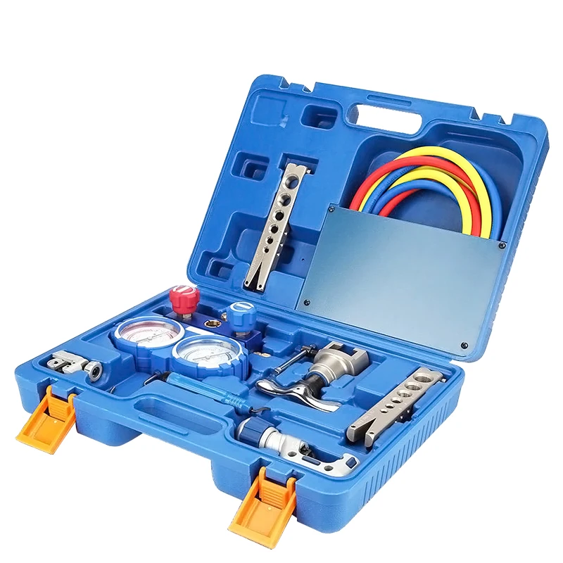 Refrigeration Integrated flaring tool kits VTB-5B Refrigeration tool set Expander set With R410A refrigerant pressure gauge
Refrigeration Integrated flaring tool kits VTB-5B Refrigeration tool set Expander set With R410A refrigerant pressure gauge