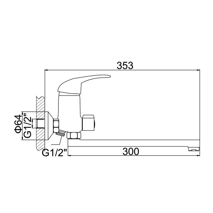 Single lever Accoona A7140 bath mixer spout 300 mm with shower set, chrome 1155035
Single lever Accoona A7140 bath mixer spout 300 mm with shower set, chrome 1155035