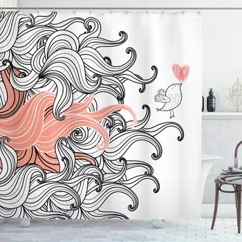 Modern Shower Curtain Graphic Swirls Wave Like Minimalist Pattern with Bird and Hearts Abstract Cloth Bathroom Decor Set
Modern Shower Curtain Graphic Swirls Wave Like Minimalist Pattern with Bird and Hearts Abstract Cloth Bathroom Decor Set