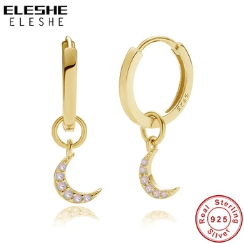 ELESHE Shiny Crystal 18K Gold Plated Mystic Moon Pendant Earrings 925 Sterling Silver Hoop Earrings for Women Wedding Jewelry 
ELESHE Shiny Crystal 18K Gold Plated Mystic Moon Pendant Earrings 925 Sterling Silver Hoop Earrings for Women Wedding Jewelry
