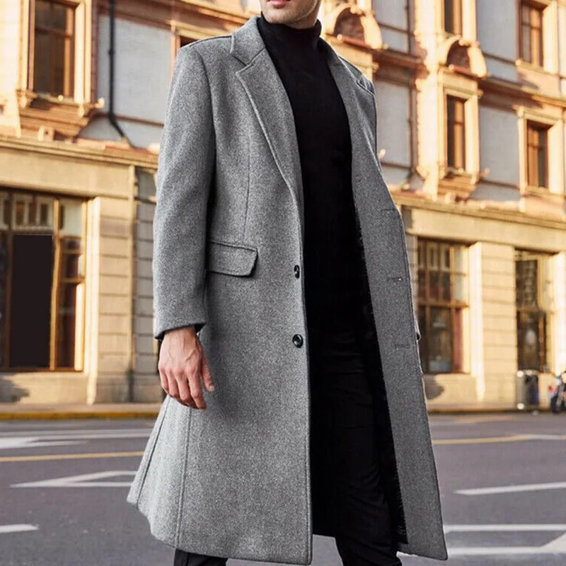 Laamei Men Winter Wool Jacket Men's Gray Long Coat Woollen Overcoat Winter Autumn Lined Warm Woolen Overcoat Male
Laamei Men Winter Wool Jacket Men's Gray Long Coat Woollen Overcoat Winter Autumn Lined Warm Woolen Overcoat Male