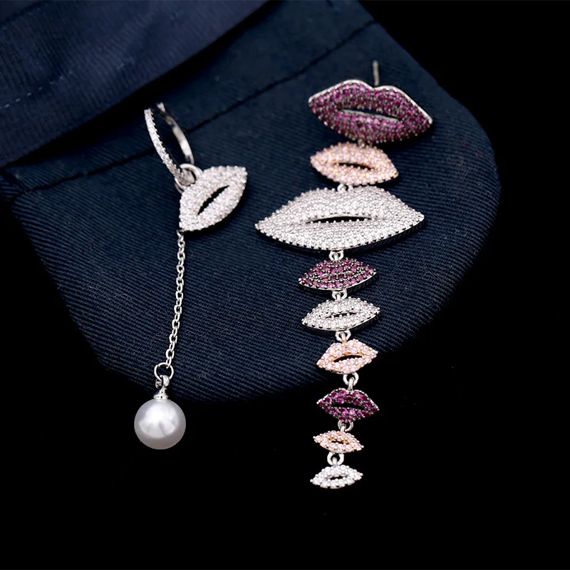 SWOUR New Fashion Jewelry S925 Silver Needle Long Mismatched Colorful Zircon Lips Small Hoop Party Pearl Dangle Earrings S548
SWOUR New Fashion Jewelry S925 Silver Needle Long Mismatched Colorful Zircon Lips Small Hoop Party Pearl Dangle Earrings S548