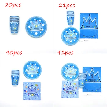 41 pcs Prince Crown Theme Disposable Tableware Sets Paper Cups Plates Napkins Tablecloth Kids Birthday Decoration Party Supplies
41 pcs Prince Crown Theme Disposable Tableware Sets Paper Cups Plates Napkins Tablecloth Kids Birthday Decoration Party Supplies