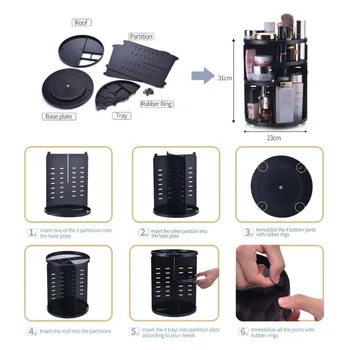 Fashion 360-degree Rotating Makeup Organizer Box Brush Holder Jewelry Organizer Case Jewelry Makeup Cosmetic Storage Box(black)
Fashion 360-degree Rotating Makeup Organizer Box Brush Holder Jewelry Organizer Case Jewelry Makeup Cosmetic Storage Box(black)