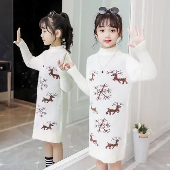 New Autumn Winter Christmas Dresses for Baby Girls Long Sweater with Deer Knit Dress Princess Knitted Baby Dresses for New Year 
New Autumn Winter Christmas Dresses for Baby Girls Long Sweater with Deer Knit Dress Princess Knitted Baby Dresses for New Year