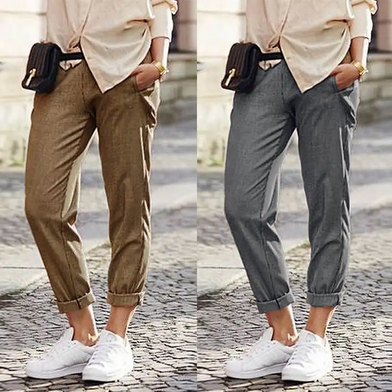 Elegant Women's Elastic Waist Trouers 2019 ZANZEA Casual Pants Female Overalls Pants Woman Pantalon Autumn Turnip Plus Size 5XL
Elegant Women's Elastic Waist Trouers 2019 ZANZEA Casual Pants Female Overalls Pants Woman Pantalon Autumn Turnip Plus Size 5XL