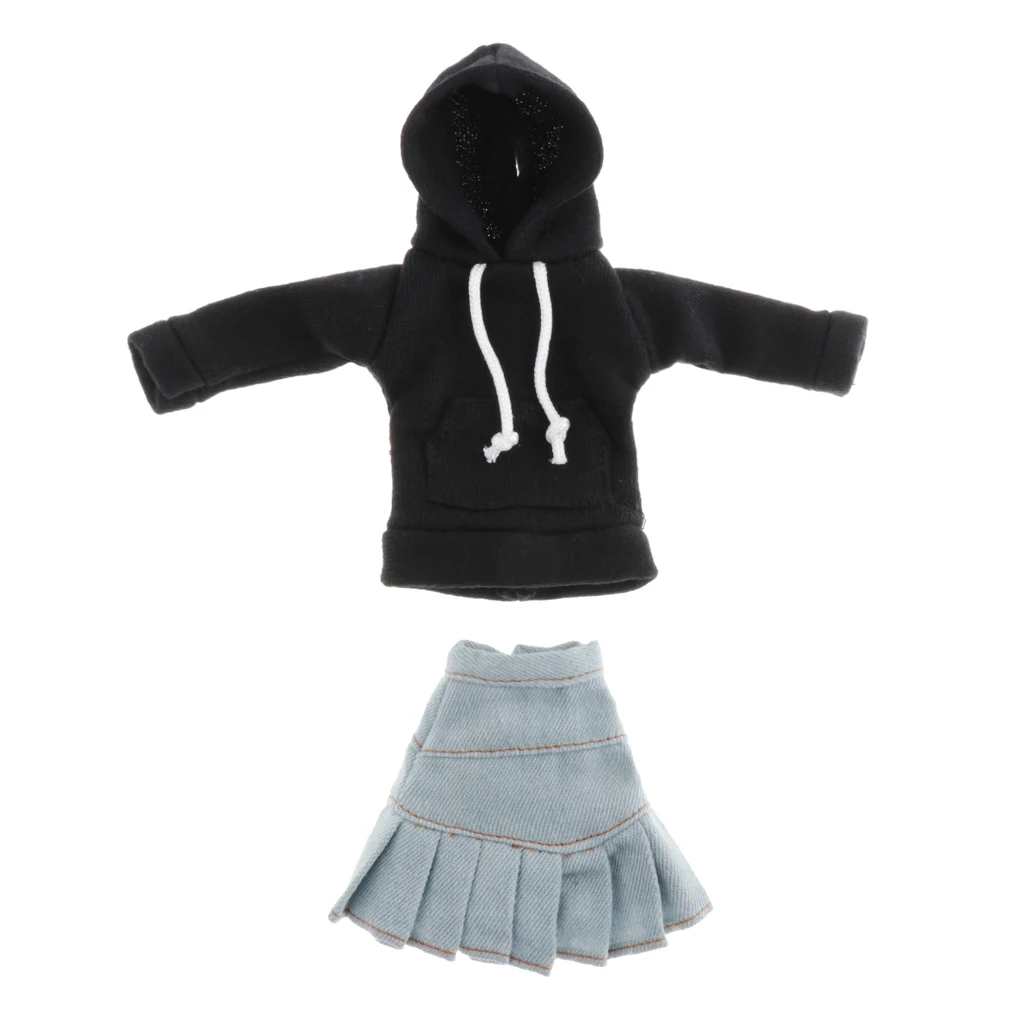 Cute Hoodie & Jeans Skirt For 1/6 Blythe Licca/Momoko/Azone Outfits Cute Hoodie & Jeans Skirt For 1/6 Blythe Licca/Momoko/Azone Outfits