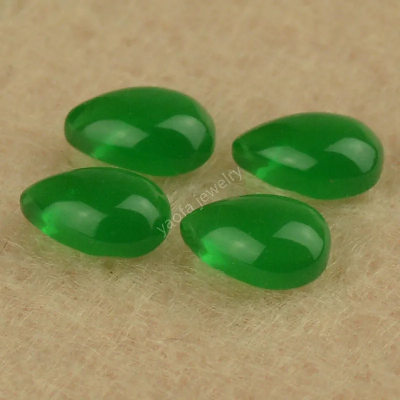 Details about  / Finest Lot Natural Green White Jade 10X14 mm Pear Cabochon Loose Gemstone