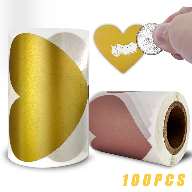 Large Size 8.1*7.1cm 100pcs Heart Shaped Gold/Rose Gold/Sliver Scratch Off Stickers Labels for Party Activity Game Favors
Large Size 8.1*7.1cm 100pcs Heart Shaped Gold/Rose Gold/Sliver Scratch Off Stickers Labels for Party Activity Game Favors