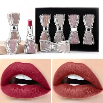 

Lipstick Set Diamond-studded Bow Lipstick Long-lasting Waterproof Sweat-proof Not Easy To Fade Matte Velvet Lipstick