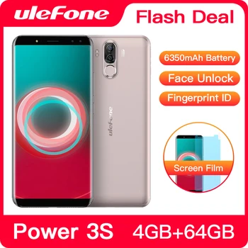 

Ulefone Power 3S 6.0" 18:9 FHD+ Mobile Phone MTK6763 Octa Core Android 8.1 4GB+64GB 16MP 4 Camera 6350mAh Face ID 4G Smartphone