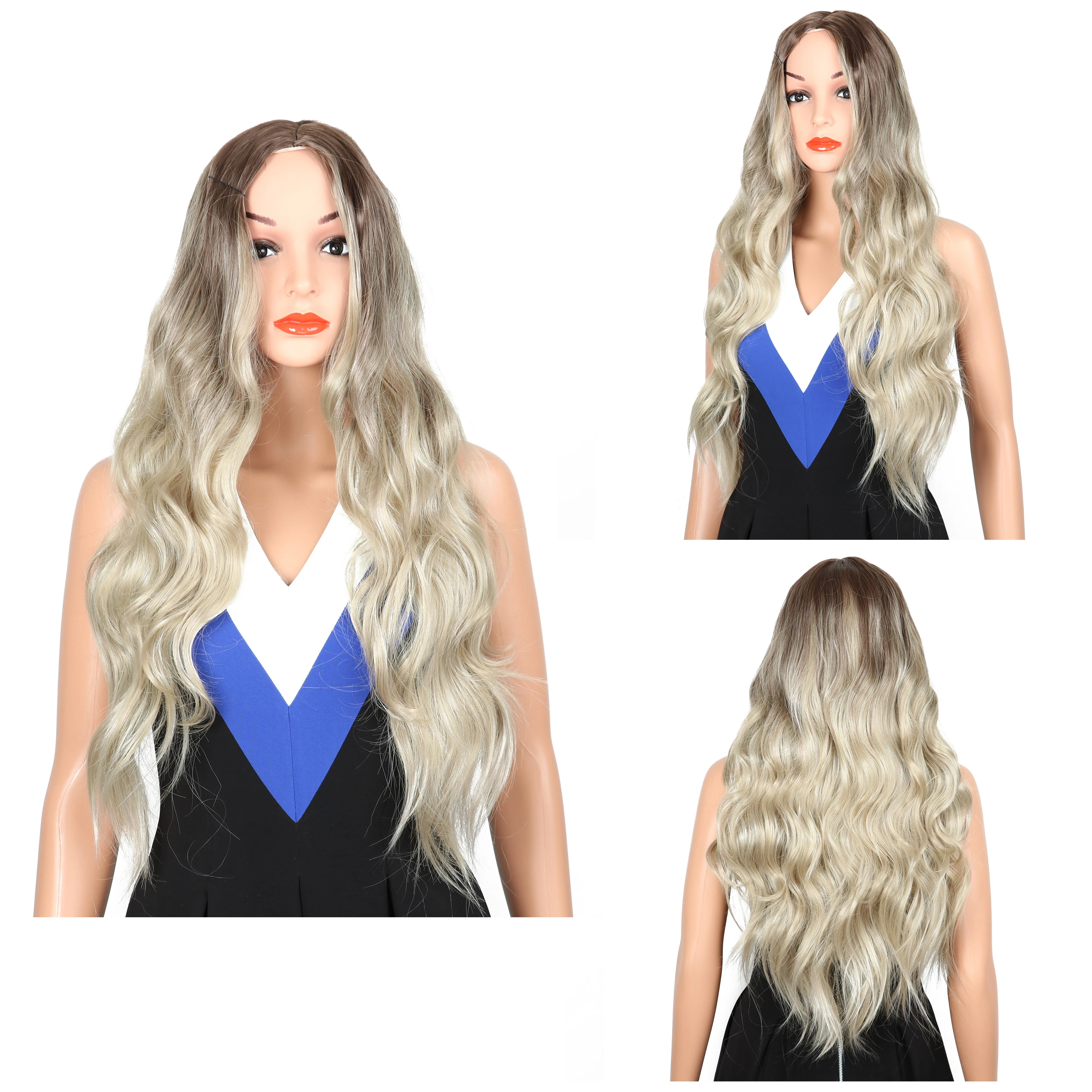 SHUOHAN 28inch Synthetic Ombre Wavy Wig for Women Heat Resistant Brown Blonde Blond Black Cosplay Middle Part
SHUOHAN 28inch Synthetic Ombre Wavy Wig for Women Heat Resistant Brown Blonde Blond Black Cosplay Middle Part