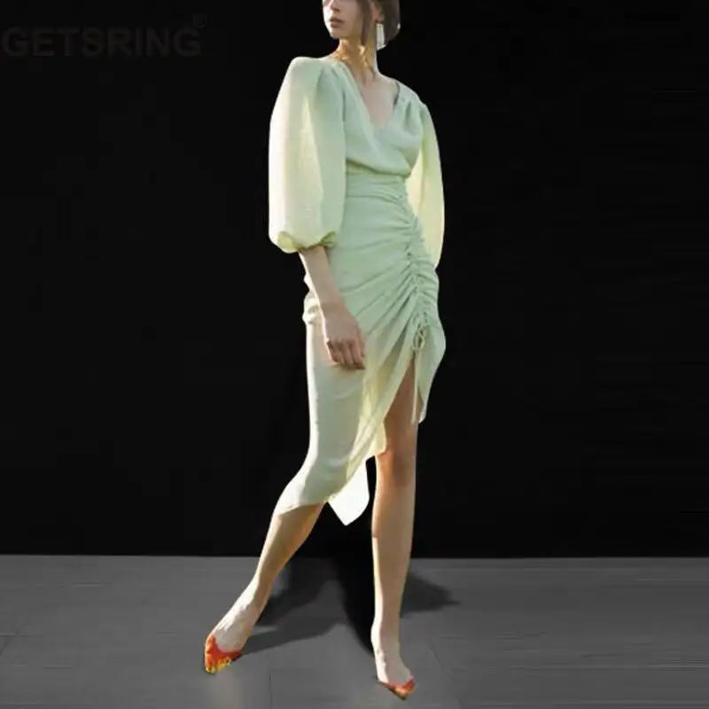 Women Dress Temperament Party Dresses V Neck Lantern Sleeve Wrinkle Irregular Dress Asymmetry Summer Dresses 2019 E128
Women Dress Temperament Party Dresses V Neck Lantern Sleeve Wrinkle Irregular Dress Asymmetry Summer Dresses 2019 E128