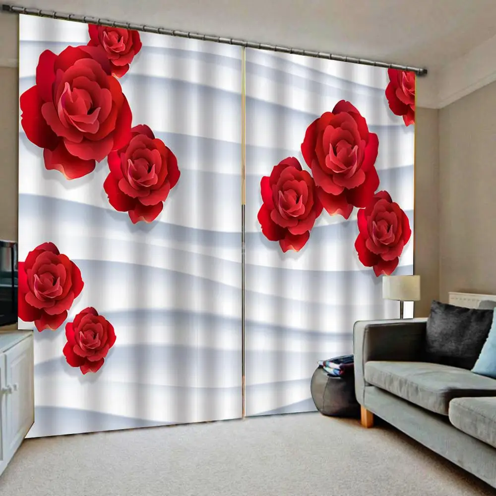 Затемненные 3D занавески s Гостиная в спальню Cortinas красная роза штора с цветами