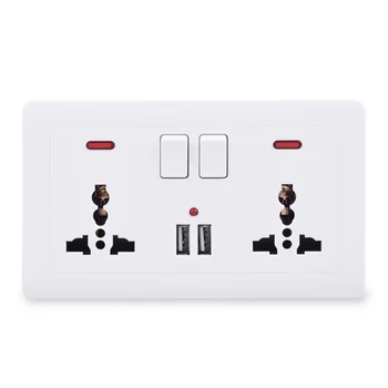 Power Socket 2 Gang Universal 3 Hole Switched Outlet With Neon 2.1A Dual USB Charger Port LED indicator 146mm*86mm
Power Socket 2 Gang Universal 3 Hole Switched Outlet With Neon 2.1A Dual USB Charger Port LED indicator 146mm*86mm