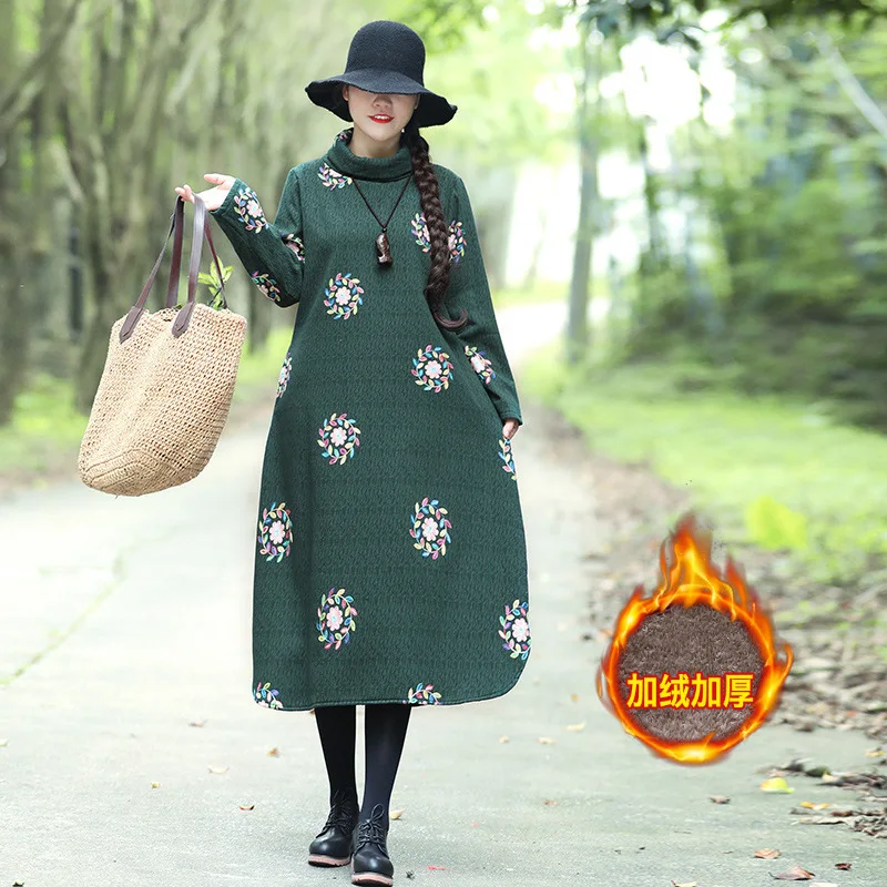 2019 Winter New Style Jacquard Embroidered Large Size Dress Retro Literature And Art High Collar Brushed And Thick Mid-length Dr
2019 Winter New Style Jacquard Embroidered Large Size Dress Retro Literature And Art High Collar Brushed And Thick Mid-length Dr