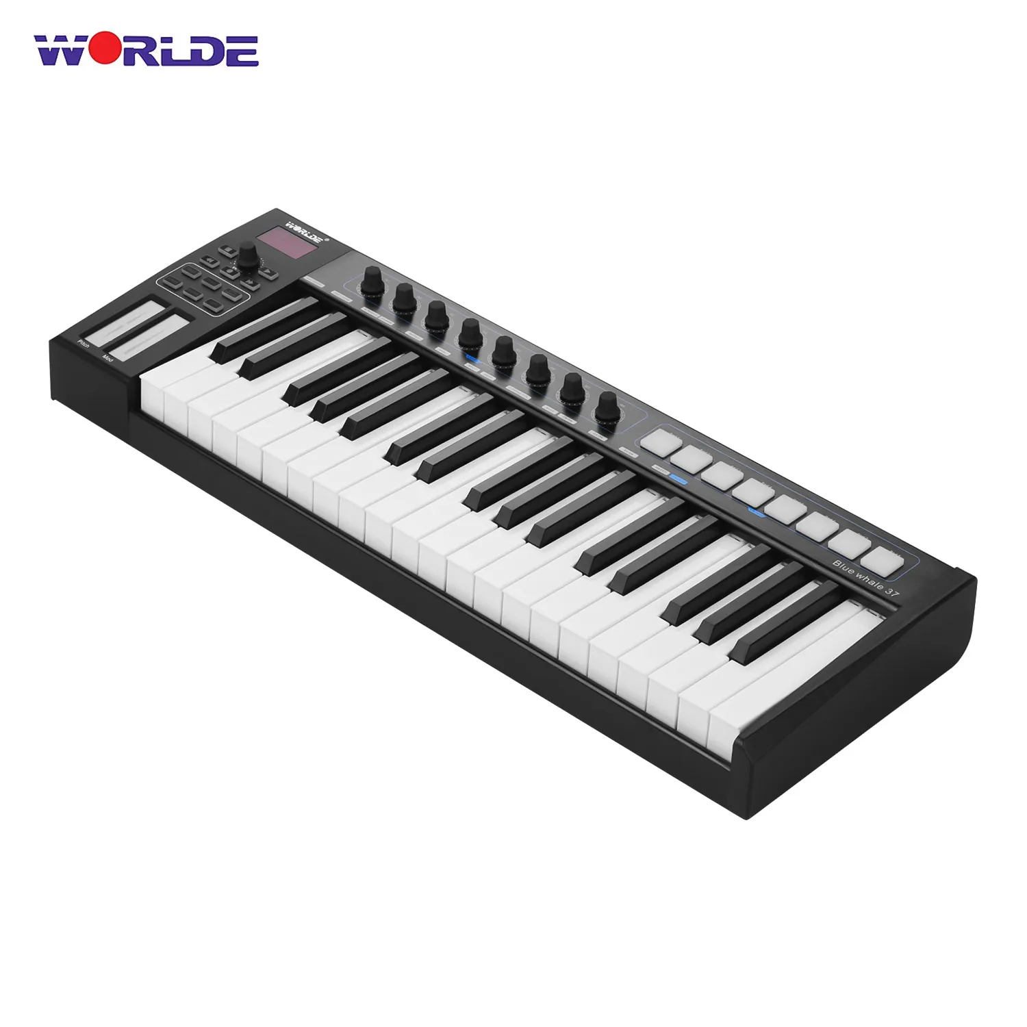 WORLDE синий кит 37 USB MIDI-контроллер клавиатура полуутяжеленных клавиш 8 RGB подсветка