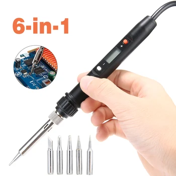 80W Mini CPU Digital LCD Soldering Iron Adjustable Temperature Electronic Welding Soldering Iron Tool +5 Iron Tips 180-480Degree
80W Mini CPU Digital LCD Soldering Iron Adjustable Temperature Electronic Welding Soldering Iron Tool +5 Iron Tips 180-480Degree