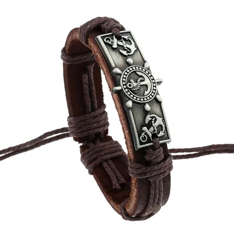 Personality Handwork Braided Alloy Cowhide Pirate Anchor Bracelet Fashion Women Men Hand Catenary Accessories Gift
Personality Handwork Braided Alloy Cowhide Pirate Anchor Bracelet Fashion Women Men Hand Catenary Accessories Gift