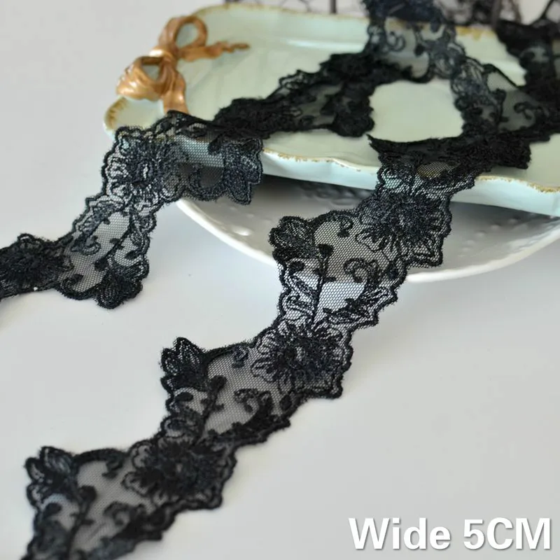 5CM Wide Exquisite Black Mesh Polyester Embroidery Lace Trim Ribbon Appliques Guipure Fabric Clothing Collar DIY Sewing Supplies
5CM Wide Exquisite Black Mesh Polyester Embroidery Lace Trim Ribbon Appliques Guipure Fabric Clothing Collar DIY Sewing Supplies