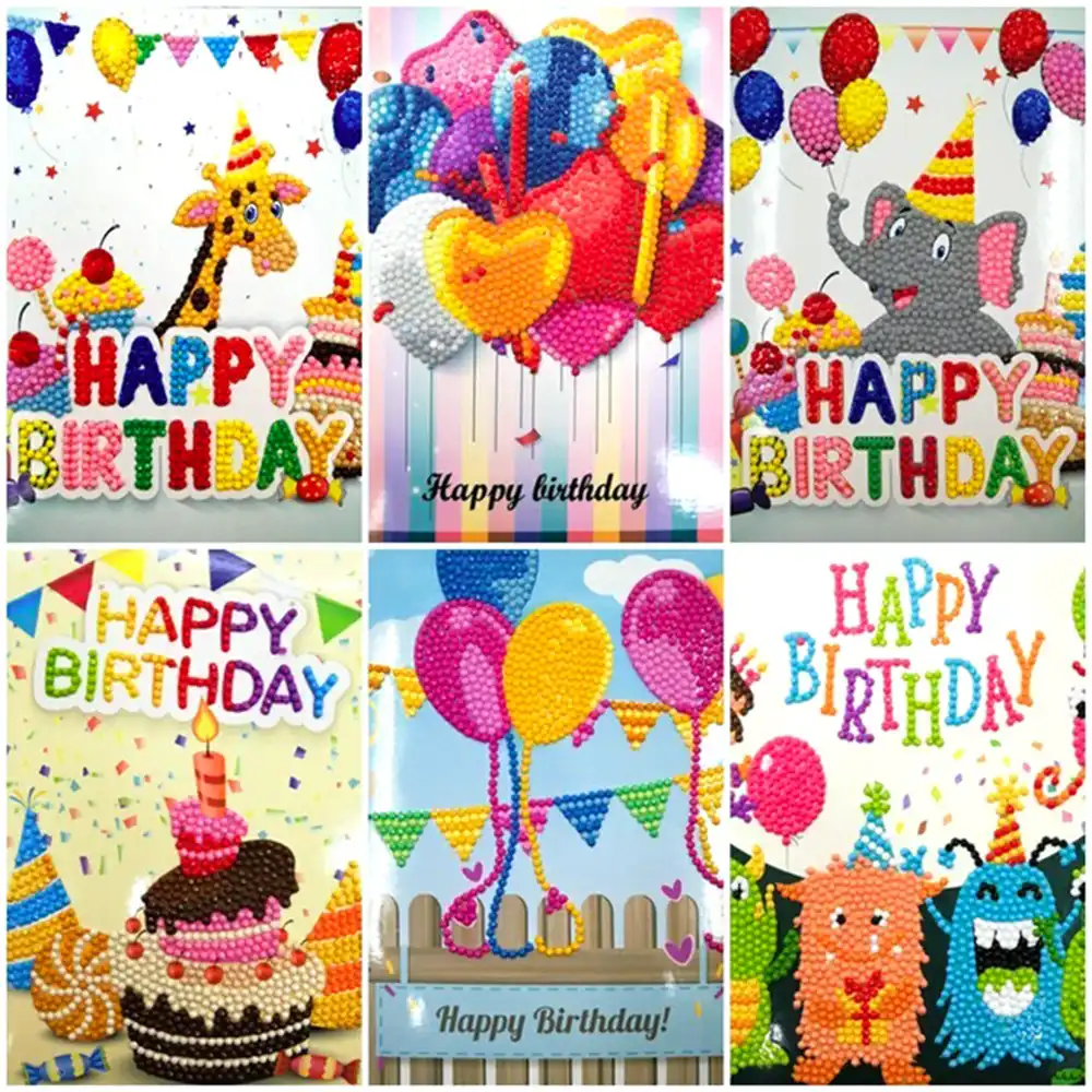 5d diy diamond painting christmas cards happy birthday greeting