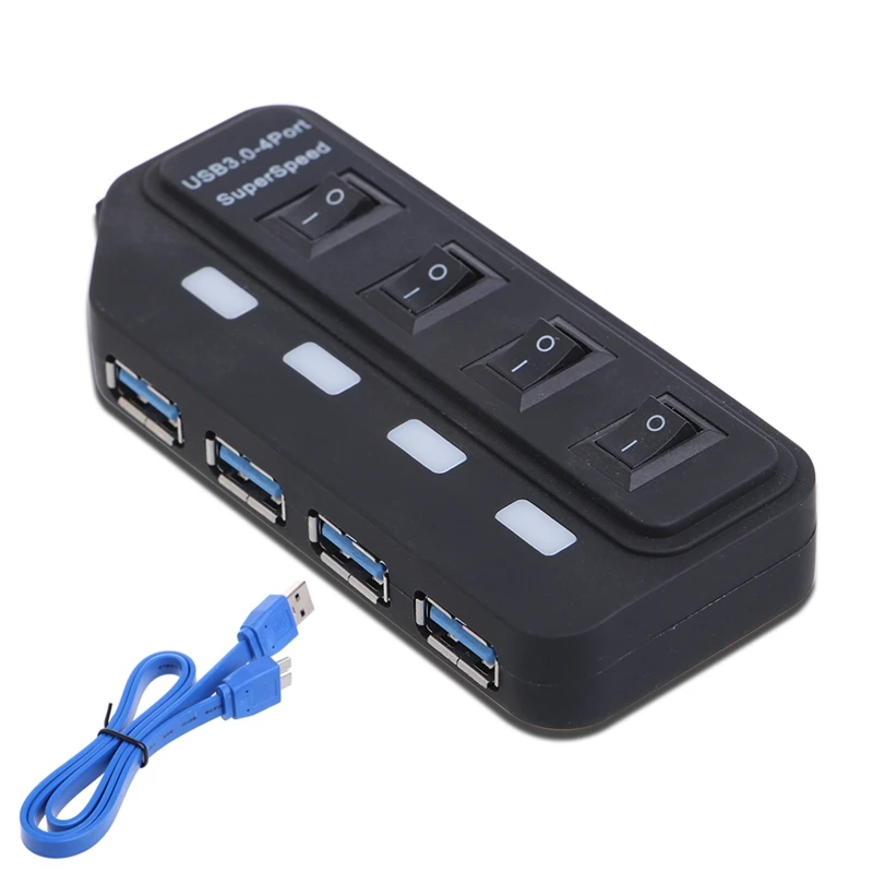 High Speed 4-Port USB 3.0 Hub With Switch LED Indicator USB Splitter Adapter
High Speed 4-Port USB 3.0 Hub With Switch LED Indicator USB Splitter Adapter