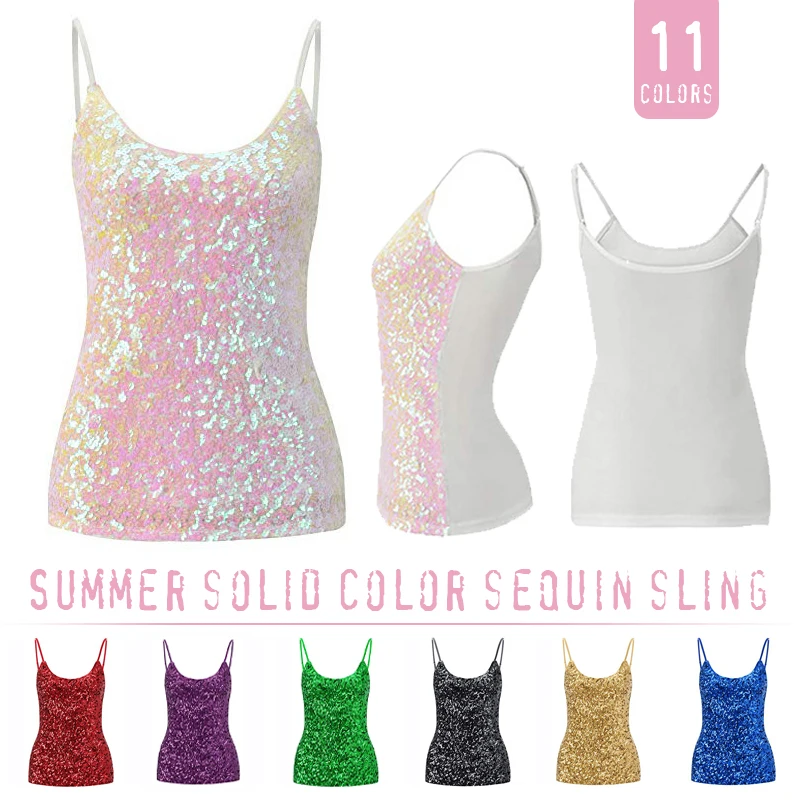Fashion Women Sexy Shiny Sequin Camisoles Tank Tops Glitter Sleeveless T Shirts Elegant Tops Female Sparkle Camisole Clubwear
Fashion Women Sexy Shiny Sequin Camisoles Tank Tops Glitter Sleeveless T Shirts Elegant Tops Female Sparkle Camisole Clubwear