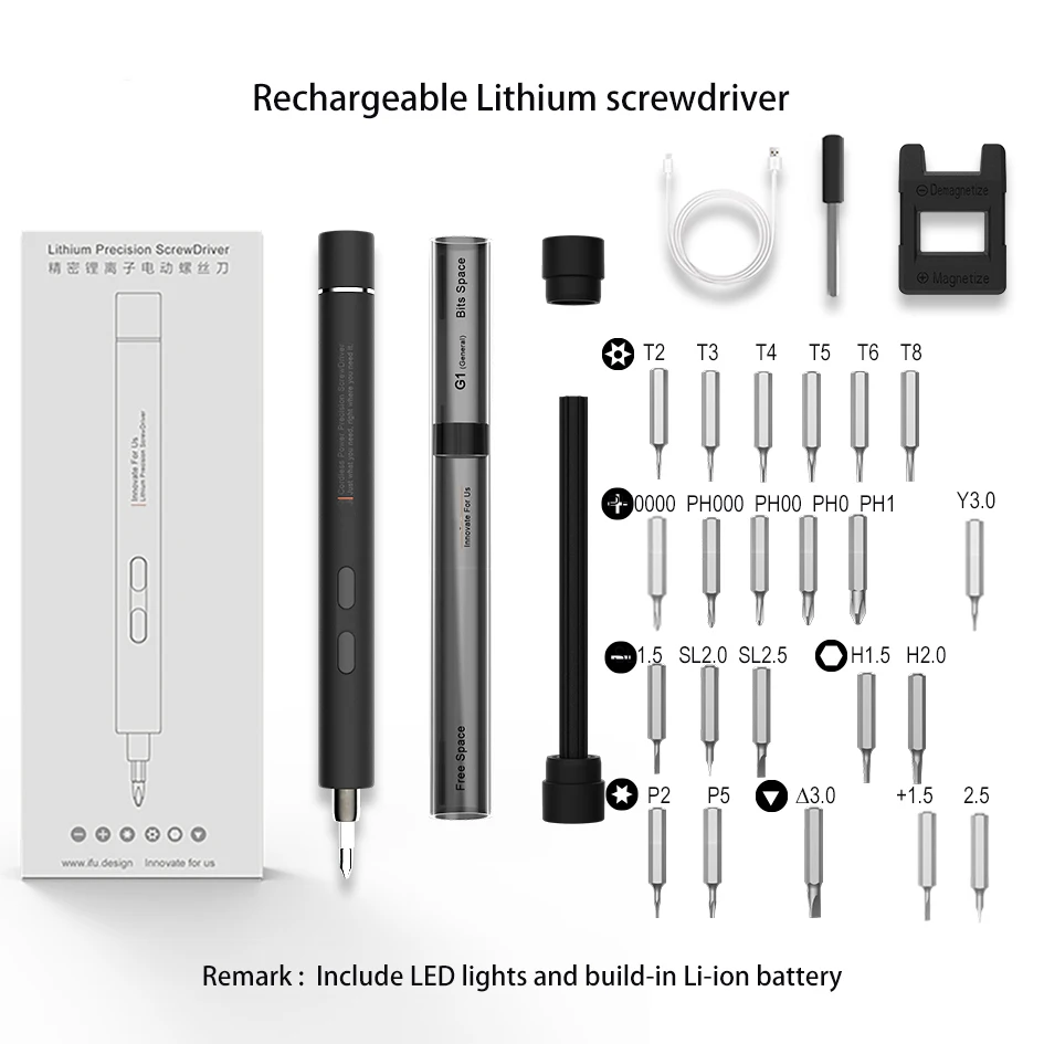 Cordless Gray/White Mini Electric Screwdriver Rechargeable Cordless Power Screw Driver Kit with LED Light Lithium Battery
Cordless Gray/White Mini Electric Screwdriver Rechargeable Cordless Power Screw Driver Kit with LED Light Lithium Battery