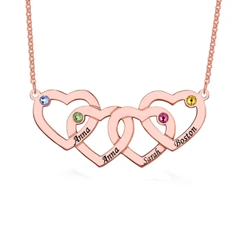 StrollGirl 925 Sterling Silver Engraved 1-5 Intertwined Hearts Necklace With Birthstones Personalized Name Jewelry For Friend
StrollGirl 925 Sterling Silver Engraved 1-5 Intertwined Hearts Necklace With Birthstones Personalized Name Jewelry For Friend