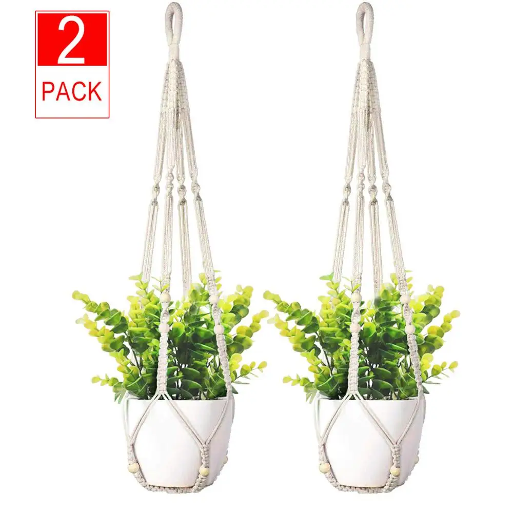 2pcs Handmade Macrame Cotton Rope Plant Hanger with Beads, Hanging Planters for Indoor Outdoor Boho Home Decor, 35 Inch (89cm)
2pcs Handmade Macrame Cotton Rope Plant Hanger with Beads, Hanging Planters for Indoor Outdoor Boho Home Decor, 35 Inch (89cm)