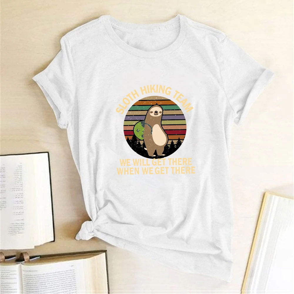 Sloth Hiking Team Women Graphic T-shirts Printed JKP4750