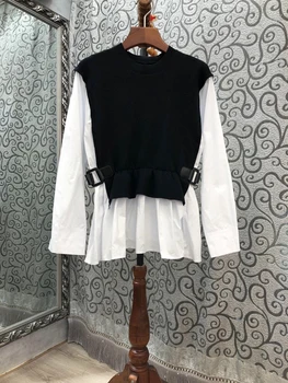 2020 Early Autumn New Women's round Neck Color Matching Stitching Decorations Fake Two-Piece Long-Sleeved All-match Shirt 801
2020 Early Autumn New Women's round Neck Color Matching Stitching Decorations Fake Two-Piece Long-Sleeved All-match Shirt 801