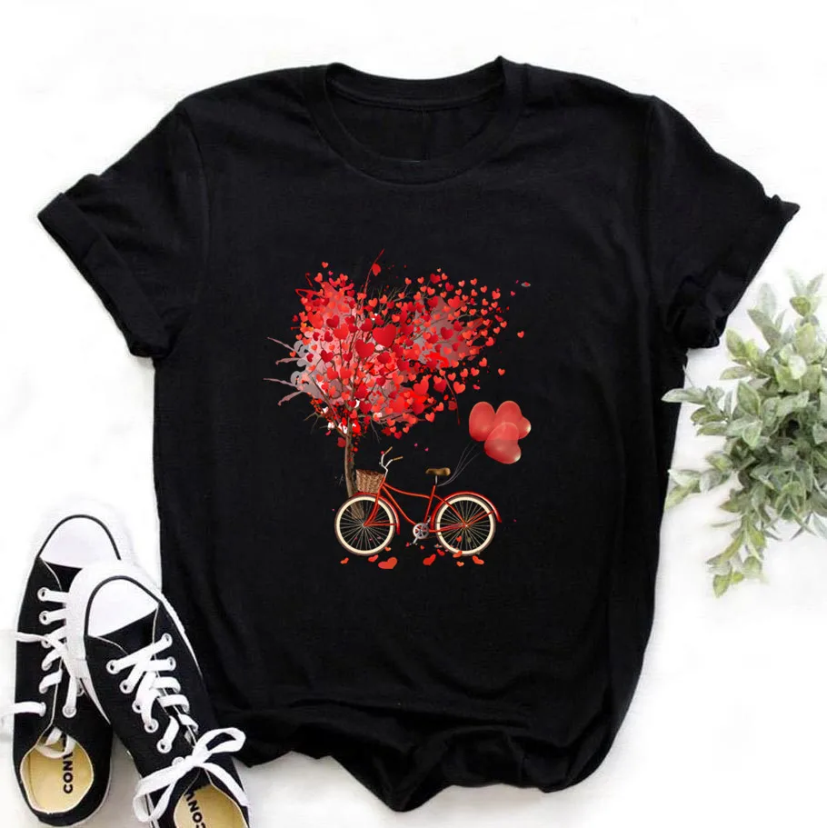 Women Bicycle Vogue Black T Shirt Girl Harajuku Korean Style Graphic Tops 2020 Kawaii Female T-shirt Drop Ship | Женская одежда