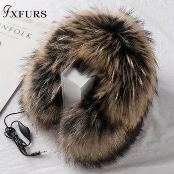 

2020FXFURS Genuine Raccoon Fur Earmuff Headphone Winter ear warmer with audio Fashion Fox Fur Earmuff Thick fur Ear Cover Warmer