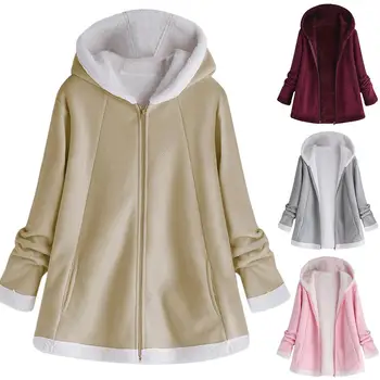 Autumn Winter Plus Size Women Ladies Solid Color Zipper Long Sleeve Hoodie Plush Coat Outwear 
Autumn Winter Plus Size Women Ladies Solid Color Zipper Long Sleeve Hoodie Plush Coat Outwear