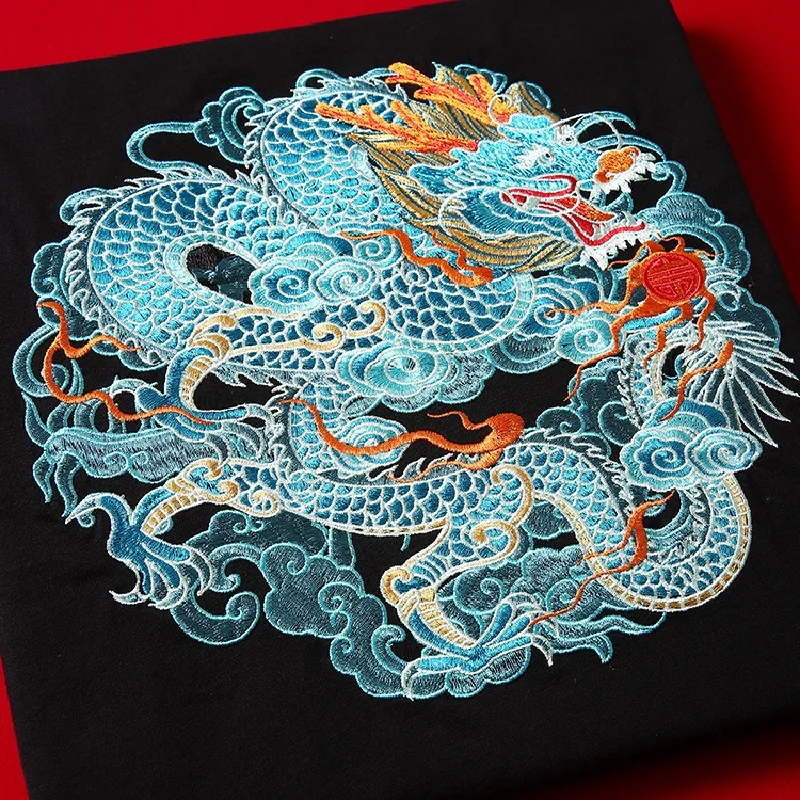 Japanese Tide Men's Cotton Short Sleeve T-shirt Chinese dragon embroidery Harajuku Street wear Tops Summer Loose Tee
Japanese Tide Men's Cotton Short Sleeve T-shirt Chinese dragon embroidery Harajuku Street wear Tops Summer Loose Tee