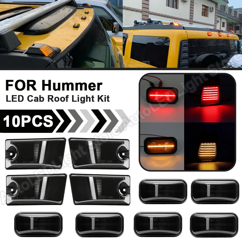 10Pcs Smoked LED Cab Roof Light Kit Top Marker Yellow+Red Light For Hummer H2 2003-2009 Hummer H2 SUT 2005-2009
10Pcs Smoked LED Cab Roof Light Kit Top Marker Yellow+Red Light For Hummer H2 2003-2009 Hummer H2 SUT 2005-2009