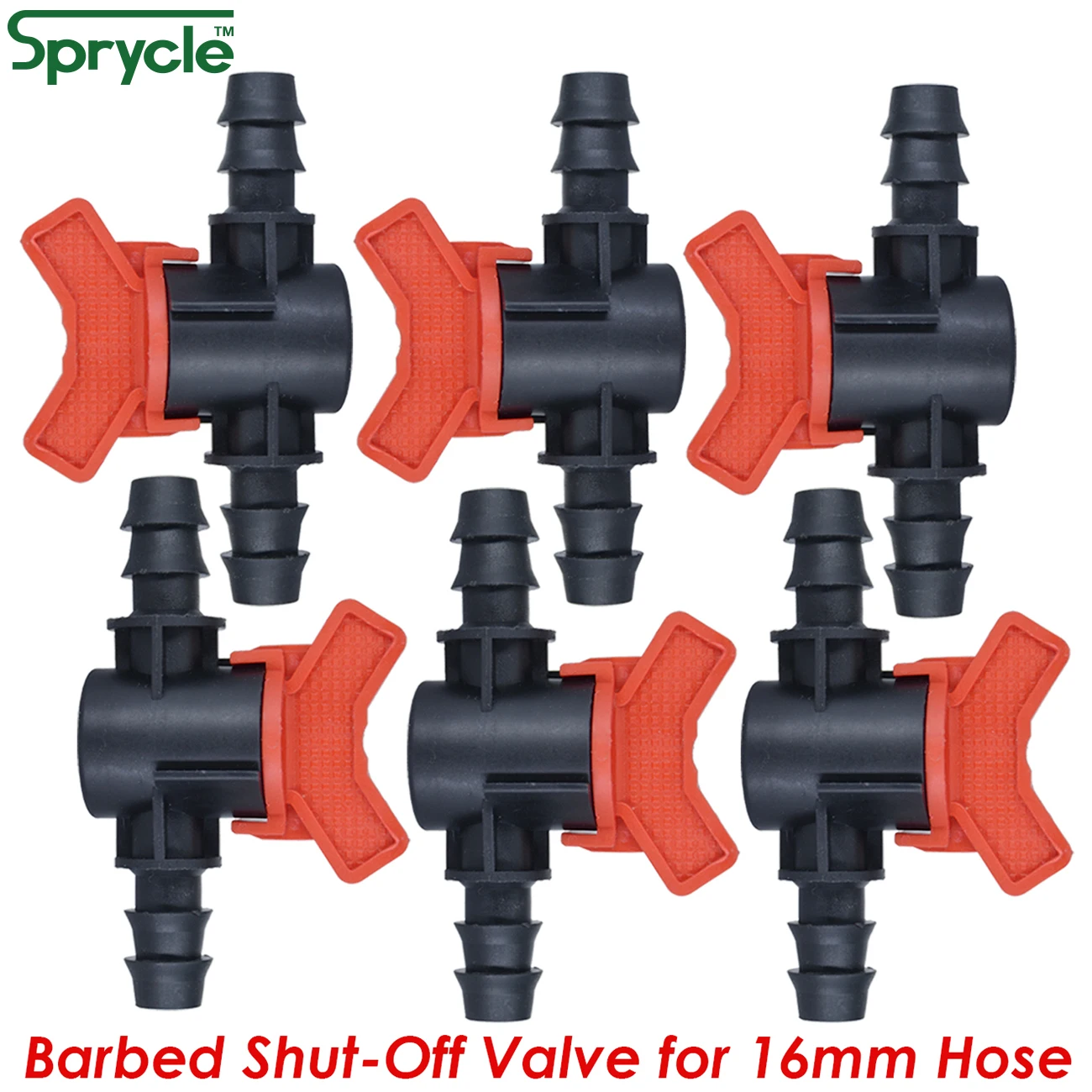 

SPRYCLE 6PCS 16mm Barbed Shut-Off Switch Valve for 1/2'' Tubing Hose Coupling Drip Irrigation Watering System Kit Greenhouse