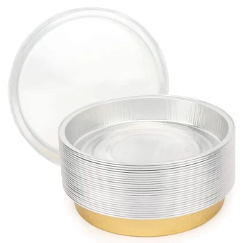 Round Foil Pan with Lids, 6 Inch 25 Pack Aluminum Foil Pizza Pan Disposable Baking Pan Tin Tart Pans Baking Foil Pans
Round Foil Pan with Lids, 6 Inch 25 Pack Aluminum Foil Pizza Pan Disposable Baking Pan Tin Tart Pans Baking Foil Pans