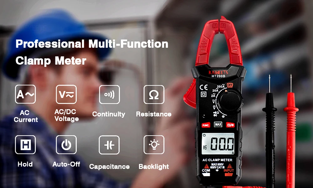 Generic KAIWEETS HT200B Clamp Multimeter DC Curent Clamp Meter Digital